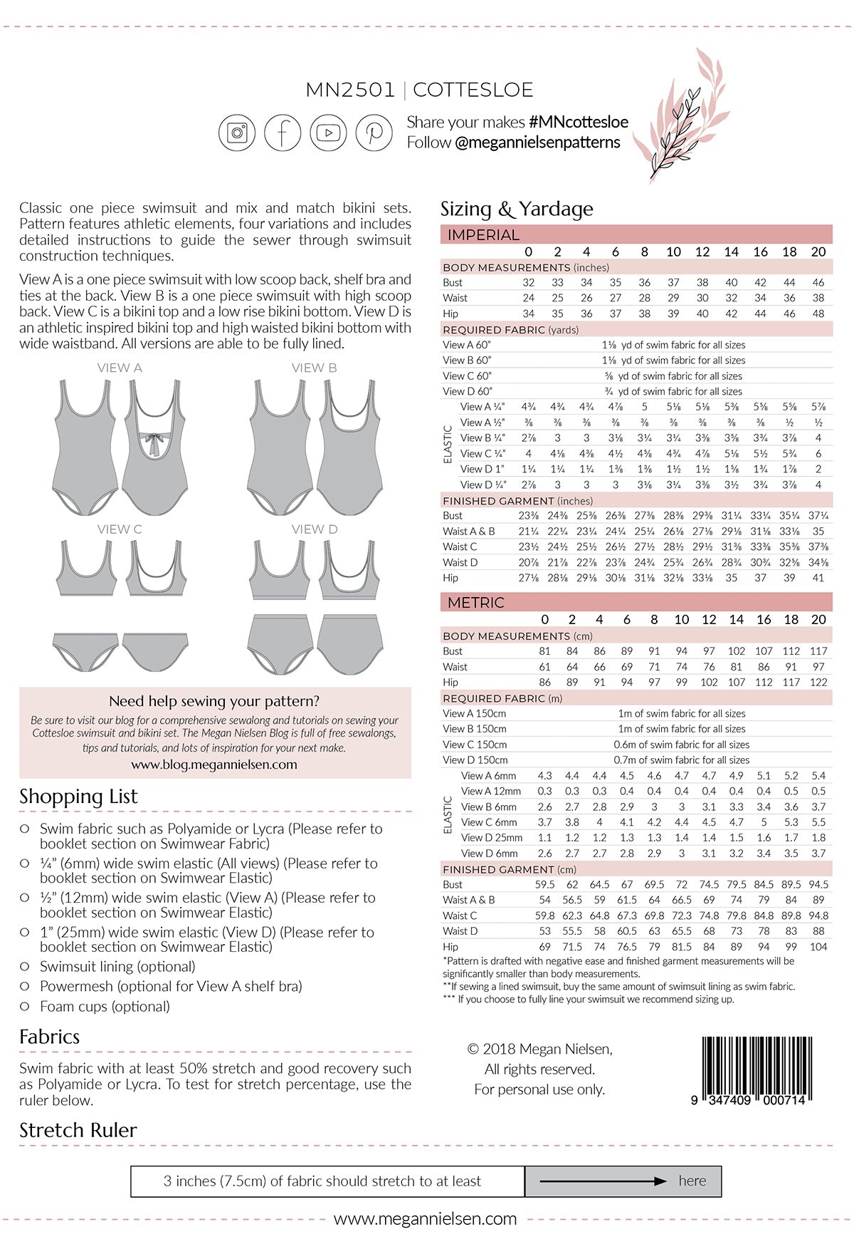 Cottesloe swimsuit pattern