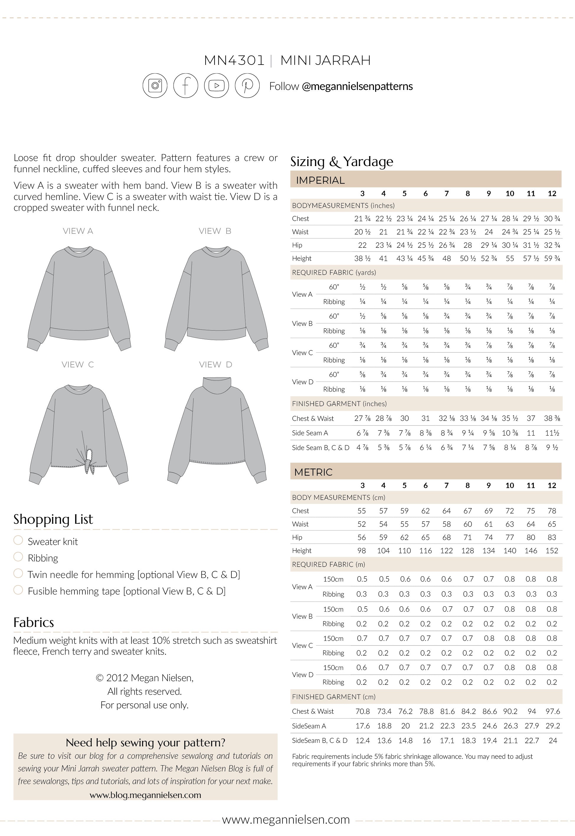 Mini Jarrah sweater pattern