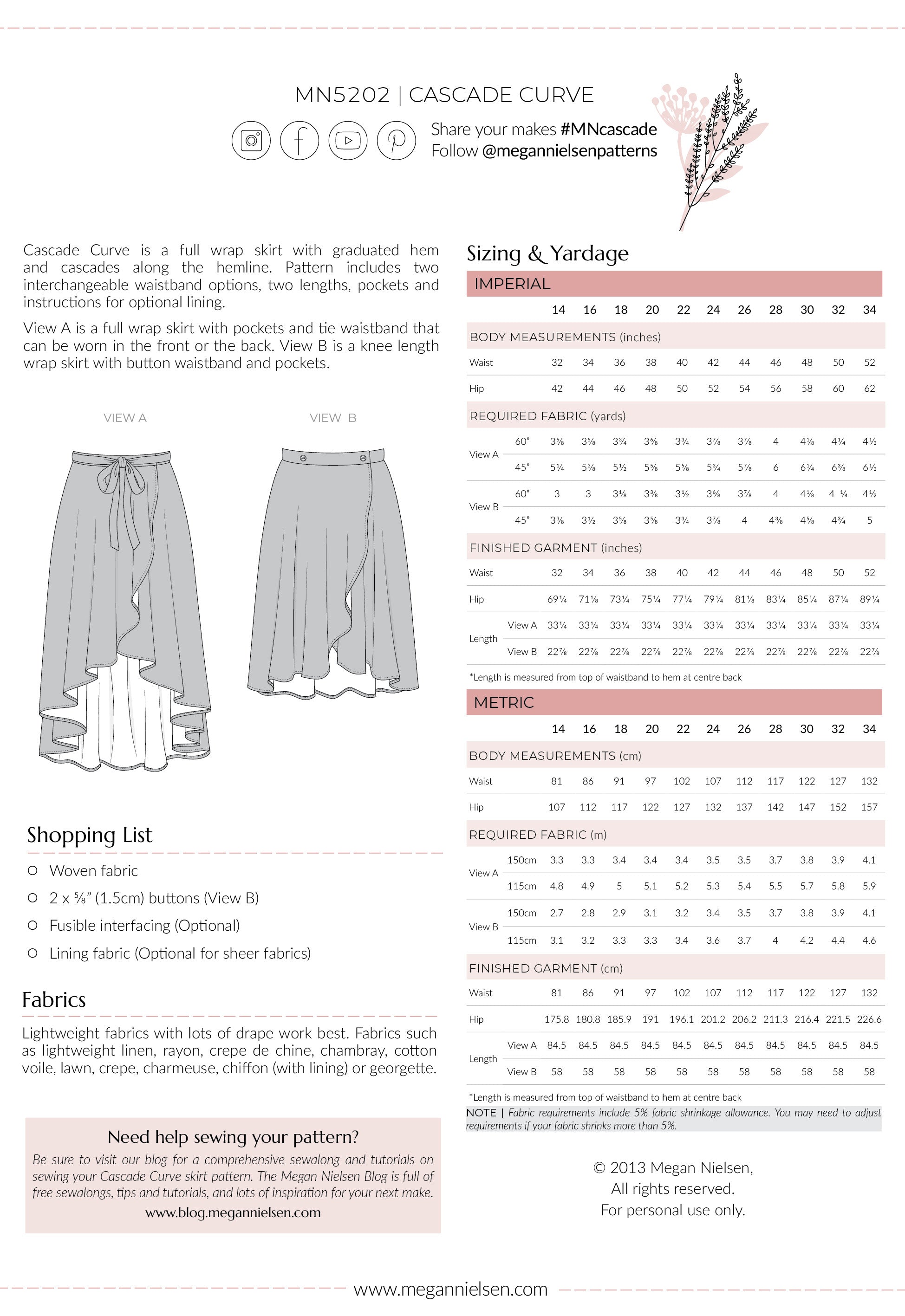 Cascade Curve skirt pattern
