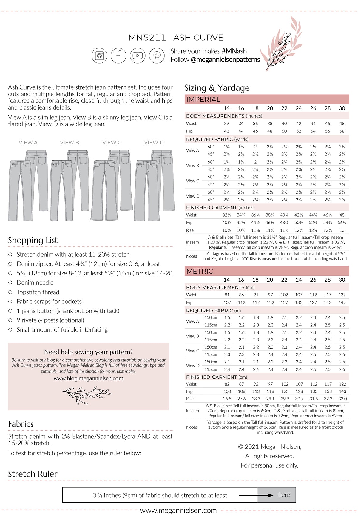 Ash Curve Jeans (4 in 1!) pattern