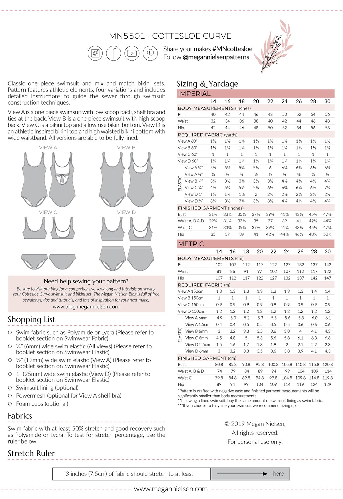 Cottesloe Curve swimsuit pattern