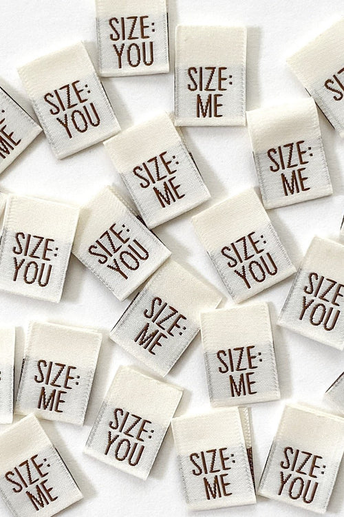 "Size: Me, You" Woven Label