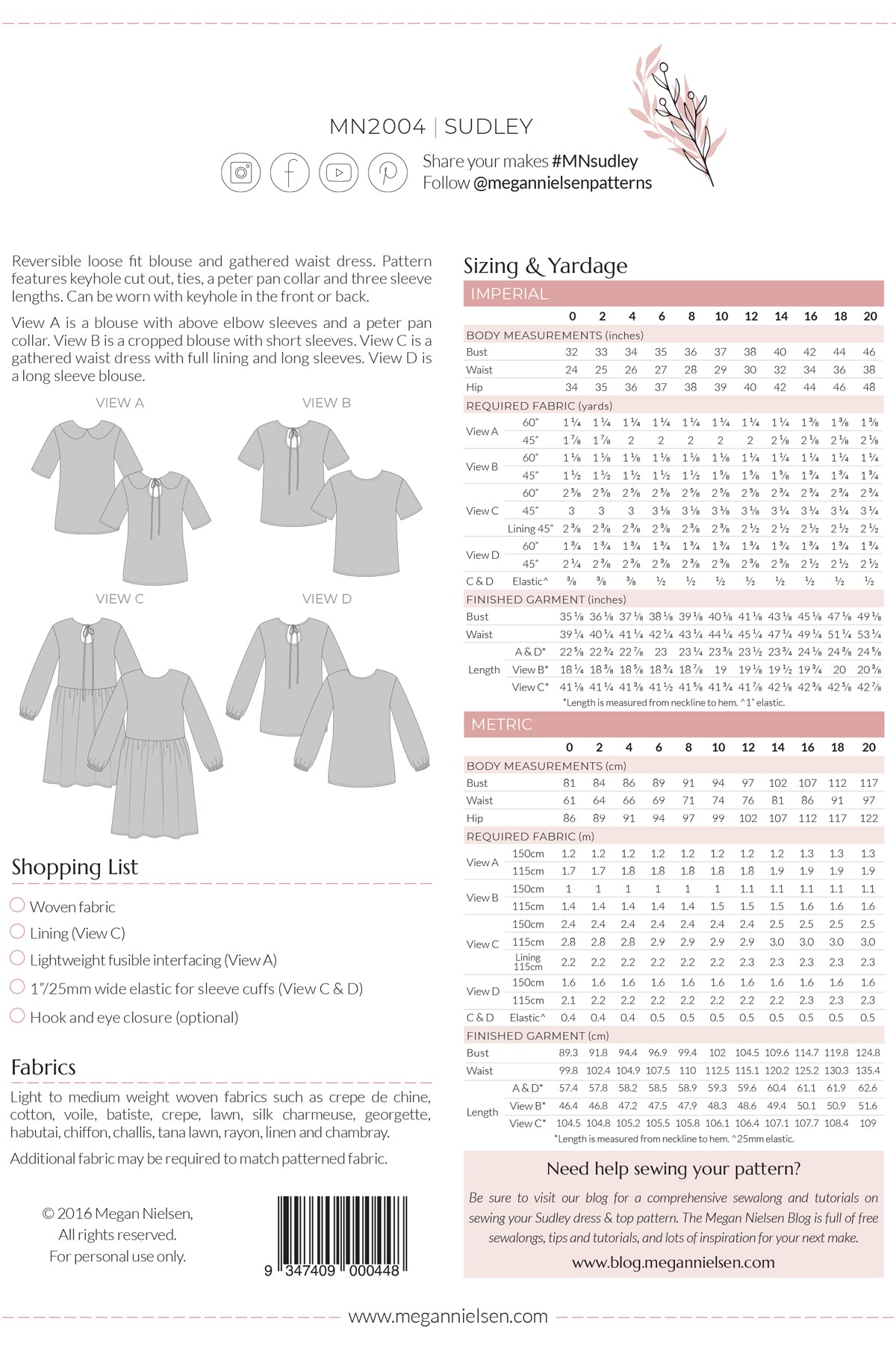 Sudley dress & blouse pattern