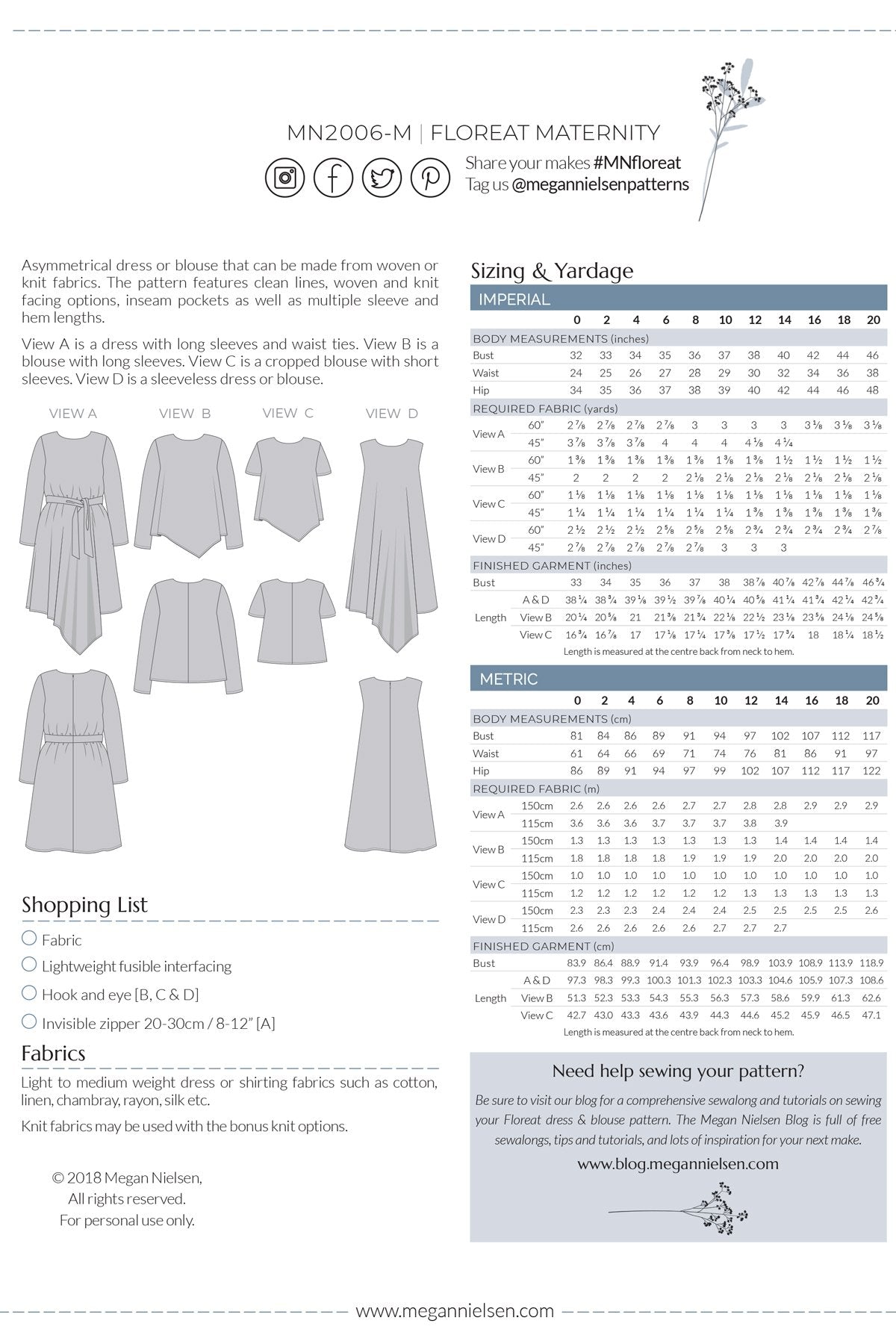 Floreat dress & top - Maternity pattern