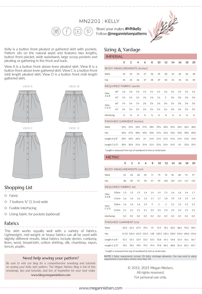 Kelly skirt pattern