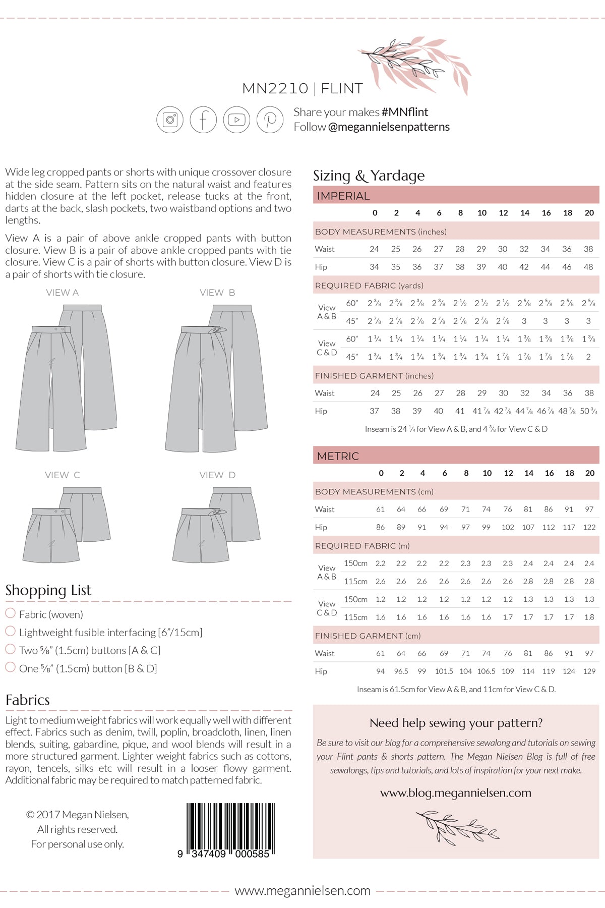 Flint pants and shorts pattern